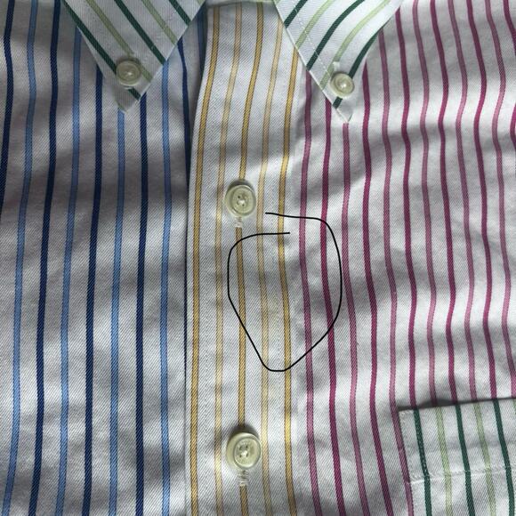 Brooks Brothers Rainbow Striped Colorblock Button Down Shirt Preppy Academia- L - Picture 4 of 10
